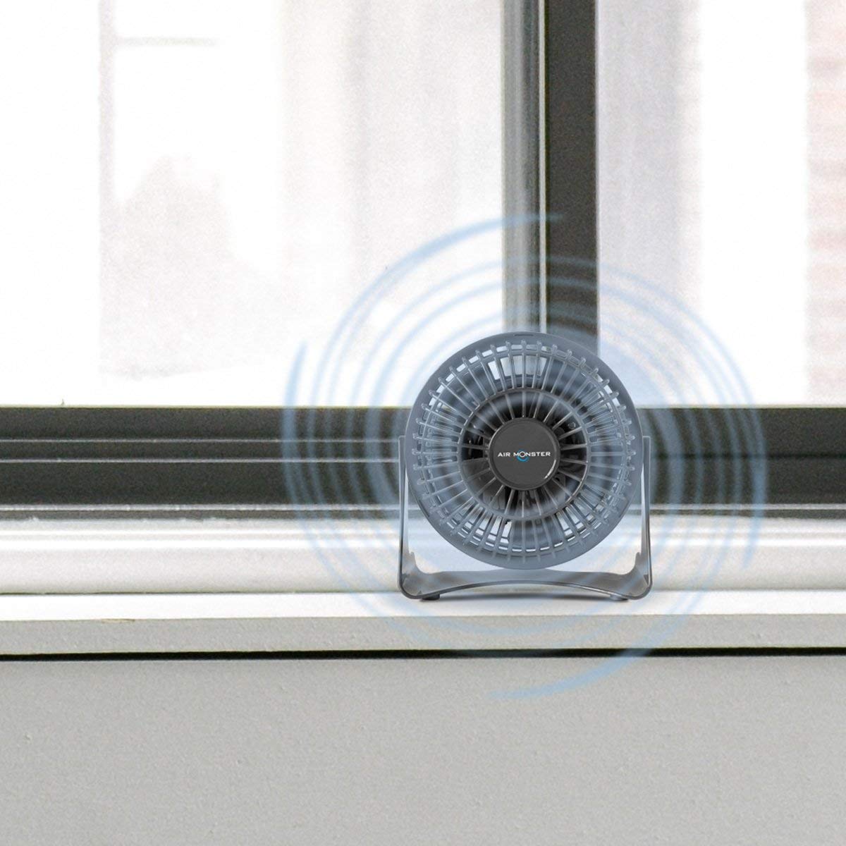 Air Monster 4 Inch Quiet Desk Fan, Black