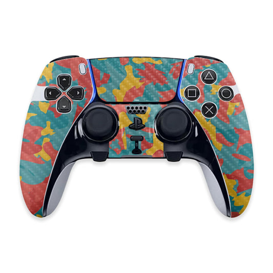 MightySkins Carbon Fiber Skin Compatible with PS5 DualSense Edge Controller - Wild Camouflage | Protective, Durable Textured Carbon Fiber Finish |