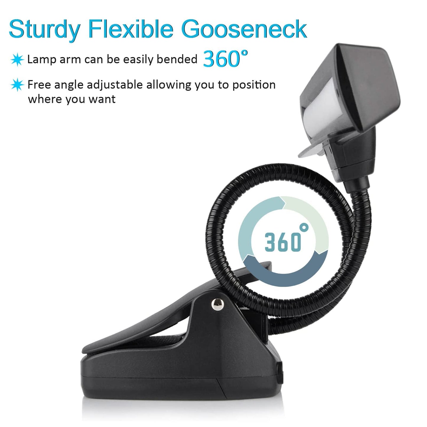 Rechargeable Music Stand Light, 19 LEDs Clip On Reading Light - 3 Level Brightness Settings, 3 Color Temperature Optional (Warm/Cool White/Natural