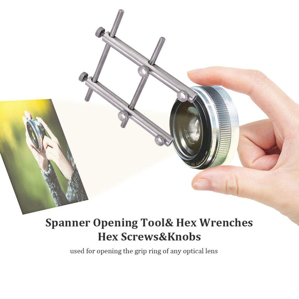 Bewinner Camera Lens Repair Tool Kit Stainless Steel Flat Head Precision Maintenance Set for DSLR 10-100mm Adjustable Wrenches