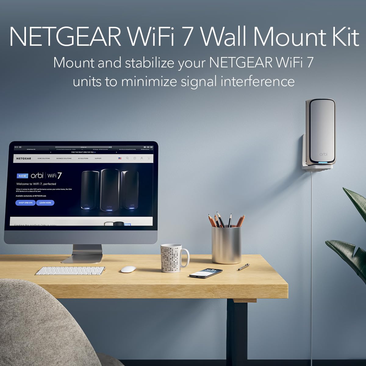NETGEAR WiFi 7 Wall Mount Kit (RBEWM-10000S) Compatible with Orbi & Nighthawk WiFi 7 Systems, White