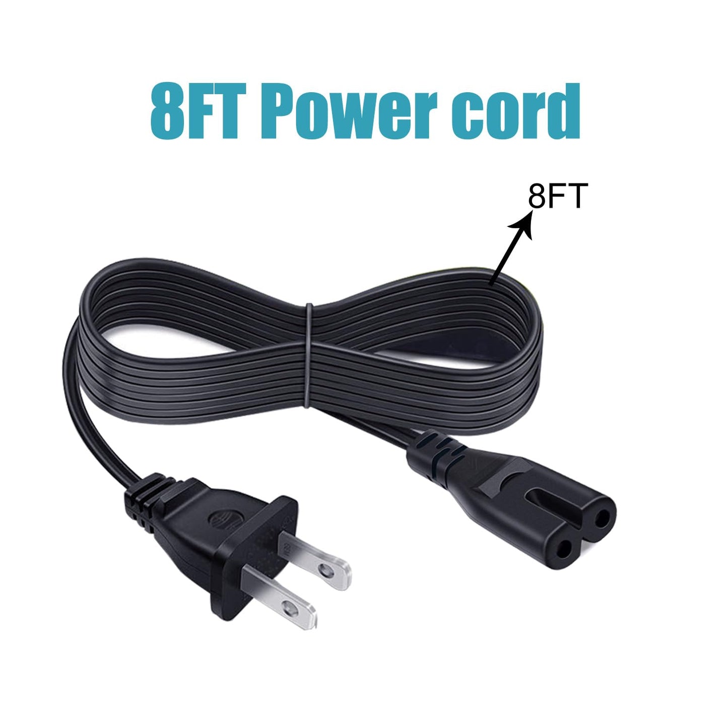 8ft 2 Prong Power Cord Replacement for Sony PlayStation 5 PS5 PS2 PS3 PS4 Slim Edition Xbox One 1 S Slim Game Console, Xbox One X Supply Plug Electric