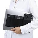3-Pocket Mouse Holder for Laptop Stick on, Reusable Adhesive Mouse Pouch for External Hard Drive, HDD, SSD, USB Drive, Cables, Black Computer Pocket