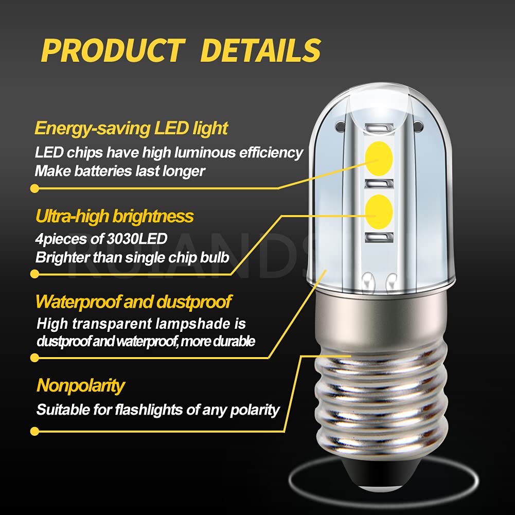 Ruiandsion E10 LED Bulb White 120V AC Screw Base 3030 4SMD Chips LED Replacement Bulb Upgrade for Candles Lights Home Bedroom Office Decor Lights