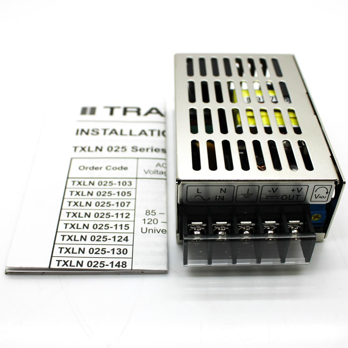 TXLN 025-124, Power Supply, AC-DC, Enclosed, 26W, 24V, 1.1A, Input: 88 ~ 264 VAC 125 ~ 375 VDC