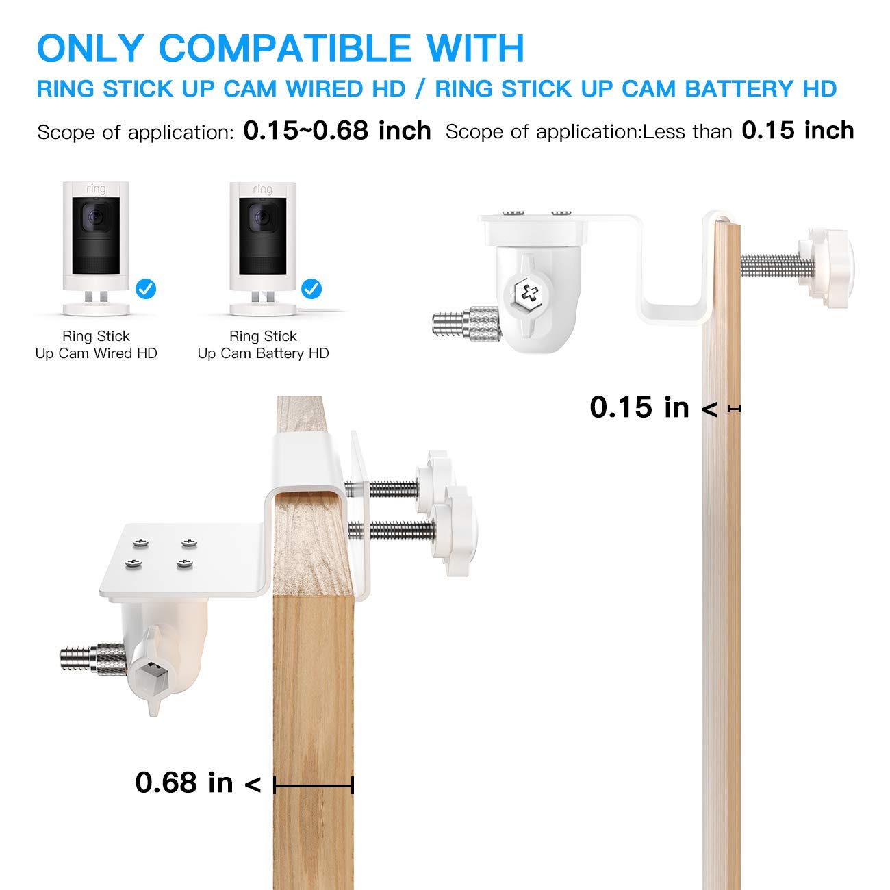 HOLACA Gutter Mount for Stick Up Cam Battery/Plug-in/Pro and Ring Outdoor Cam Plus HD Security Camera-Weatherproof-Give a Perfect Angle for Your Ring
