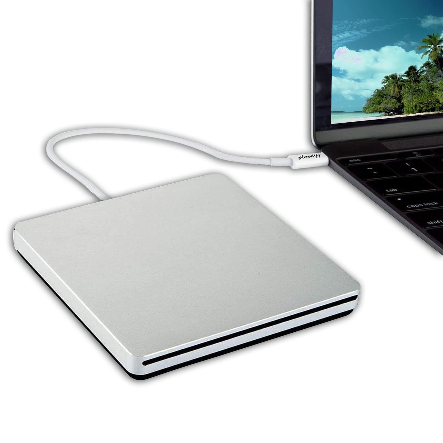Ploveyy External CD DVD Drive USB-C Superdrive Portabl CD/DVD ROM Optical Drive Player Reader Writer Burner for MacBook Pro Windows 10 Laptop Desktop