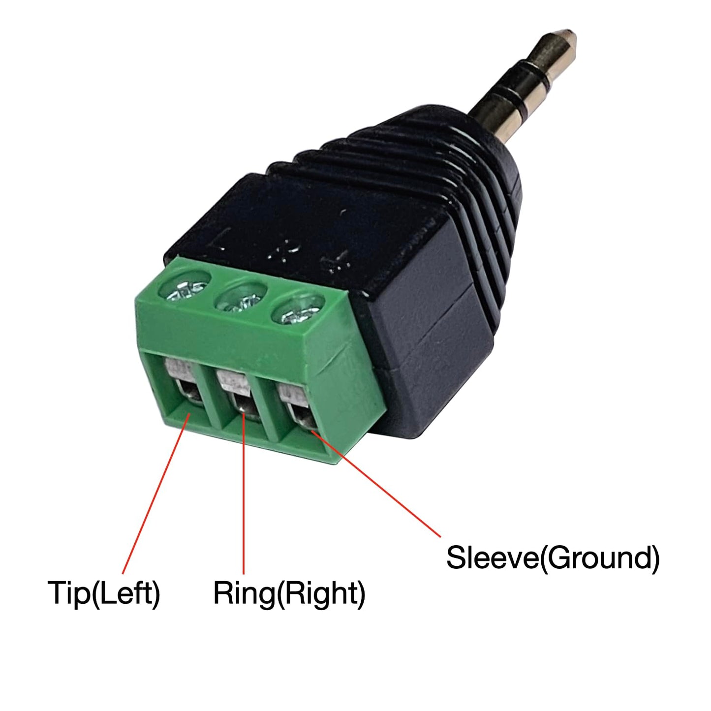 3.5mm TRS Male Plug to Screw Terminal Adapter, Solderless Stereo Audio Balun, 4 Pack