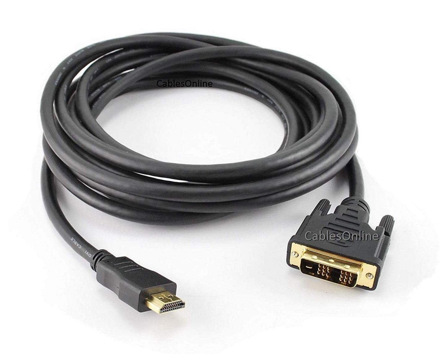 CablesOnline 15ft DVI-D Male to HDMI Male Single Link Monitor Cable (DH-2815C)