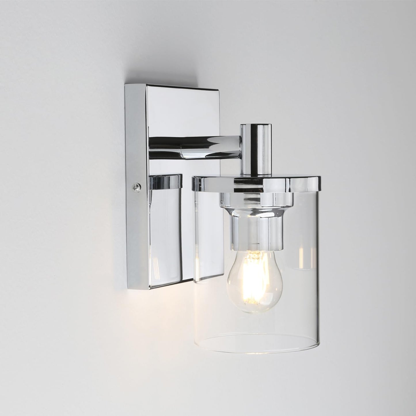 Pathson 1-Light Vintage Wall Sconce, Hardwired Bathroom Wall Light with Clear Glass Shade and Metal Base, Industrial Wall Mount Light Fixtures
