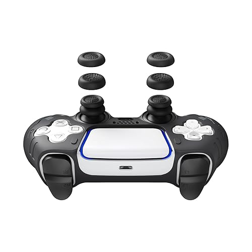 JEMDO Thumb Grips for PS5/PS4/Switch Pro Controllers, Silicone Joystick Caps with Anti-Slip Design, 3 Heights (High/Mid/Low) Button Caps, Gaming