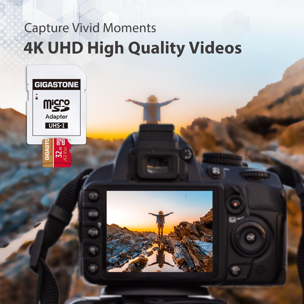 ?5-Years Data Recovery? GIGASTONE 32GB Micro SD Card, 4K Camera Pro, Compatible with GoPro, Wyze, Security Camera, Drone, Dash Cam, R/W up