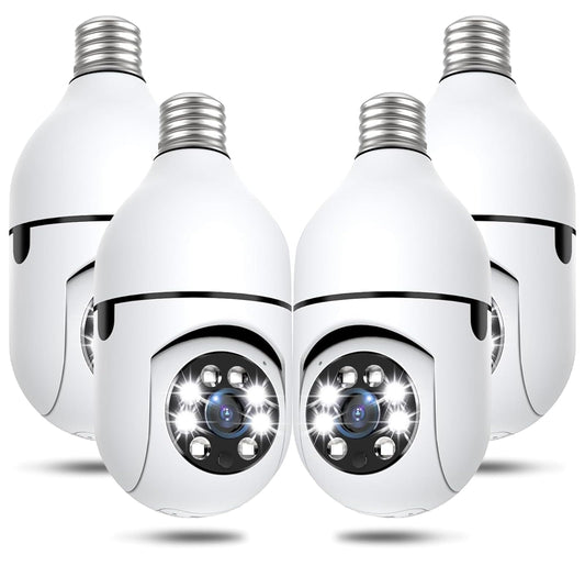 Light Bulb Security Cameras Wireless Outdoor, 5G&2.4GHz 4MP Security Camera 360° PTZ Cameras for Home Security with Color Night Vision, 2 Way Talk, AI