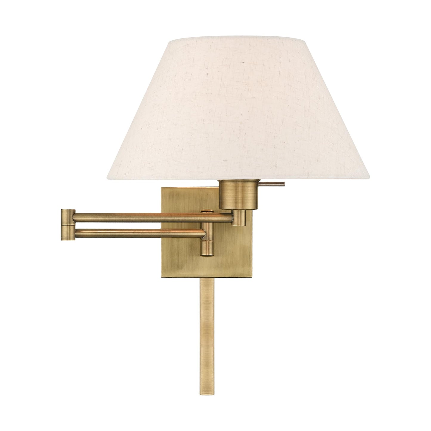 Livex Lighting 40038-01 25" One Light Swing Arm Wall Mount, Antique Brass Finish with Oatmeal Fabric Shade