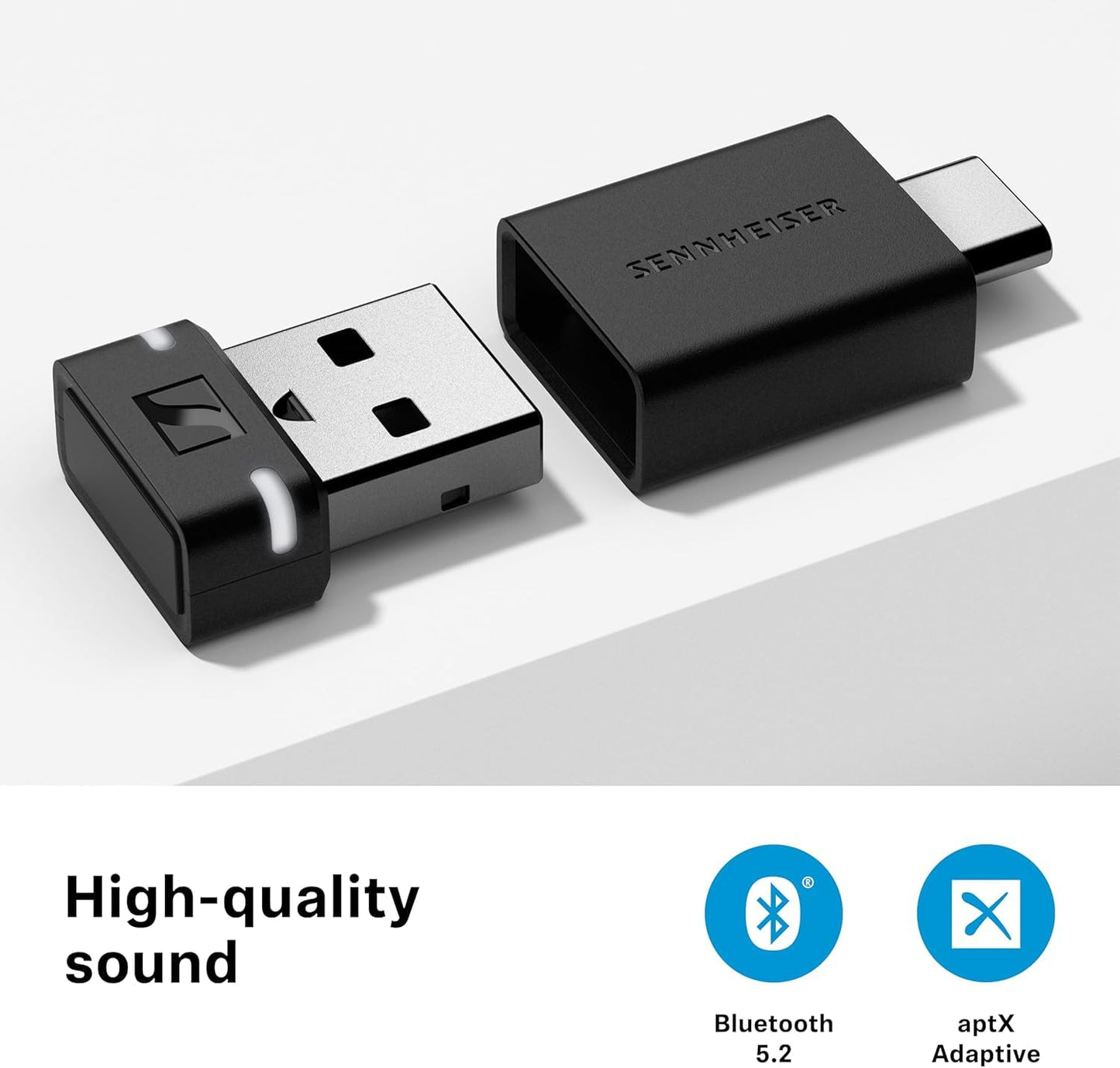 Sennheiser BTD 600 Case Bundle: Bluetooth Dongle USB-A/USB-C Adapter, aptX Audio, Stable Connection for Music and Calls with Expo Gear