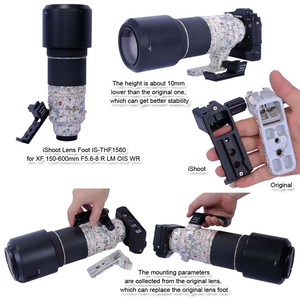 iShoot Tripod Mount Ring Base Lens Collar Foot Support Compatible with Fuji XF 150-600mm F5.6-8 R LM OIS WR, XF 500mm F5.6 R LM OIS WR & GF 500mm F5.6
