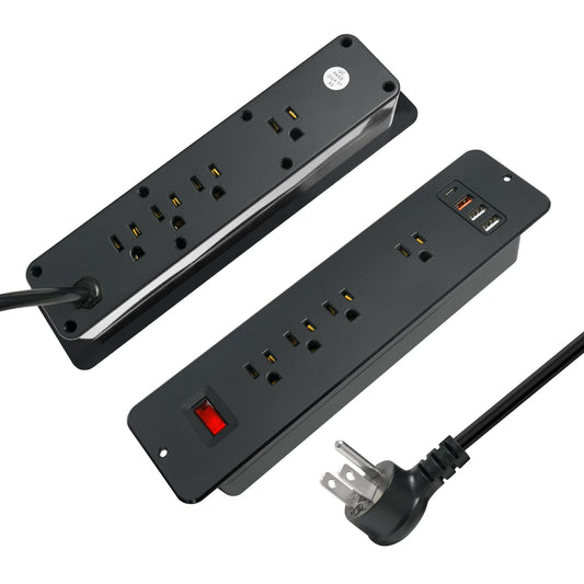 8 Outlets Dual Side USB C Recessed Power Strip Flush Mount Charging Station Built in Desk Multiple Power Socket for Furniture Cabinet Table Conference