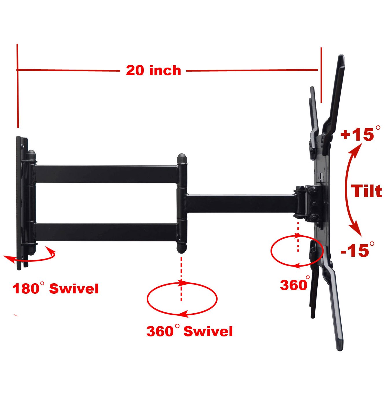 VideoSecu Full Motion TV Wall Mount for Most 24 28 32 37 39 40 42 43 47 48 49 50 55 LCD LED Flat Panel HDTV TV Tilt Swivel Articulating Mount Bracket