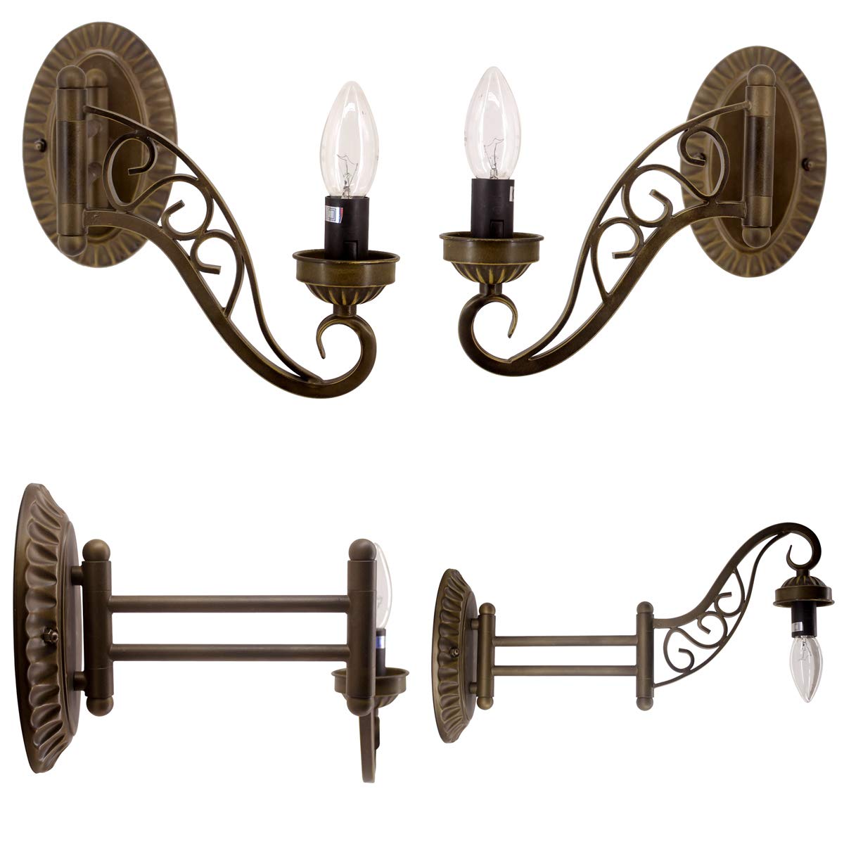 WERFACTORY Tiffany Wall Sconce Lamp Plug in Swing Arm Up Down Light