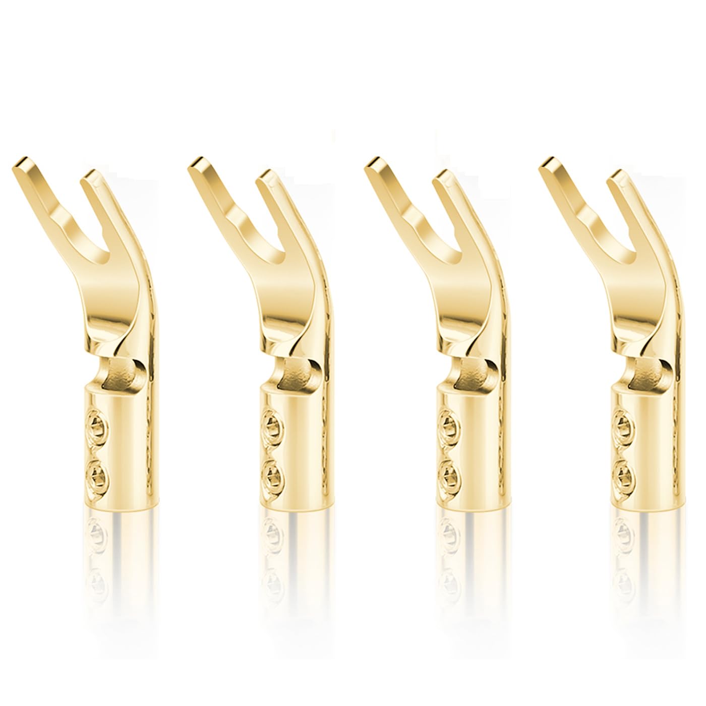 KUYIOHIFI Gold Plated Pure Copper Speaker Spade Connectors - Dual Screw Locking Fork Y/U Plugs for Wire DIY