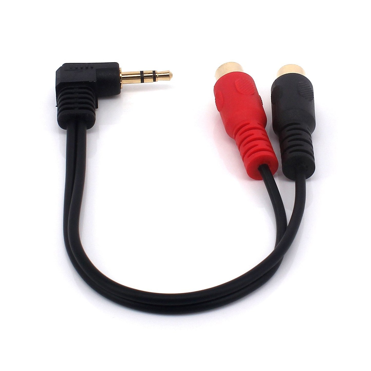 Qaoquda 3.5mm to 2RCA Adapter Cable, 8 Inch Gold Plated 90 Degree Right-Angled 1/8" TRS Stereo Male to Dual RCA Female Y Splitter Adapter