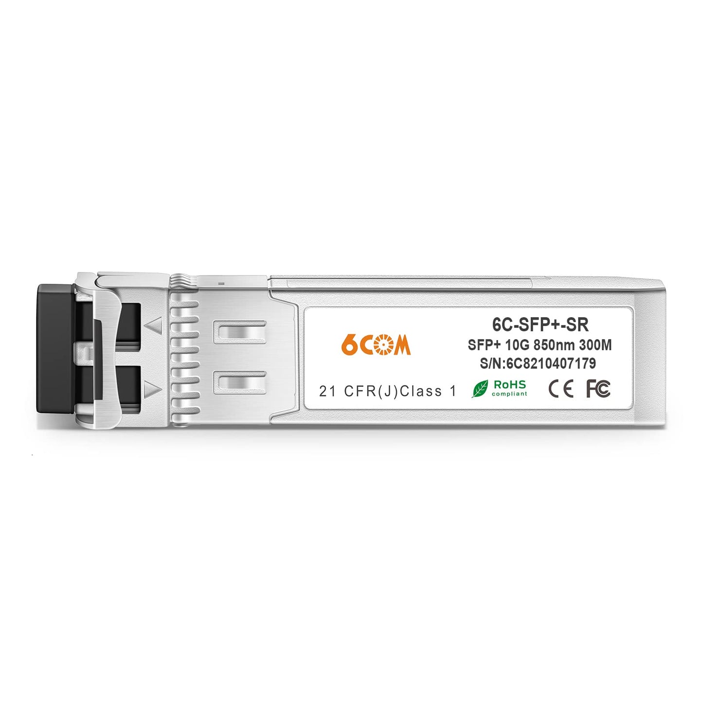 6COM 10GBase-SR SFP+ Transceiver, 10G 850nm Duplex LC Connector Multi-Mode Module, up to 300 Meters, for Ubiquiti UF-MM-10G and Other Open Switches