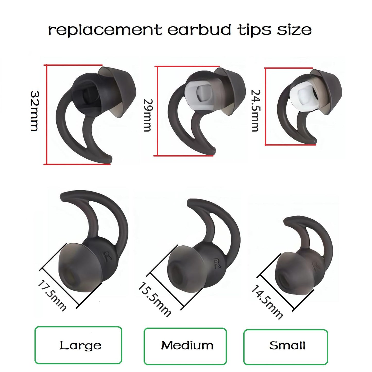 CYADCI Earbud Replacement Tips Silicone Earbud Tips EartipsCompatible with Bose Qc20 Qc30 IE2 SoundSport IE3 SIE2i Headphone Ear Tips 3 Pairs S M L