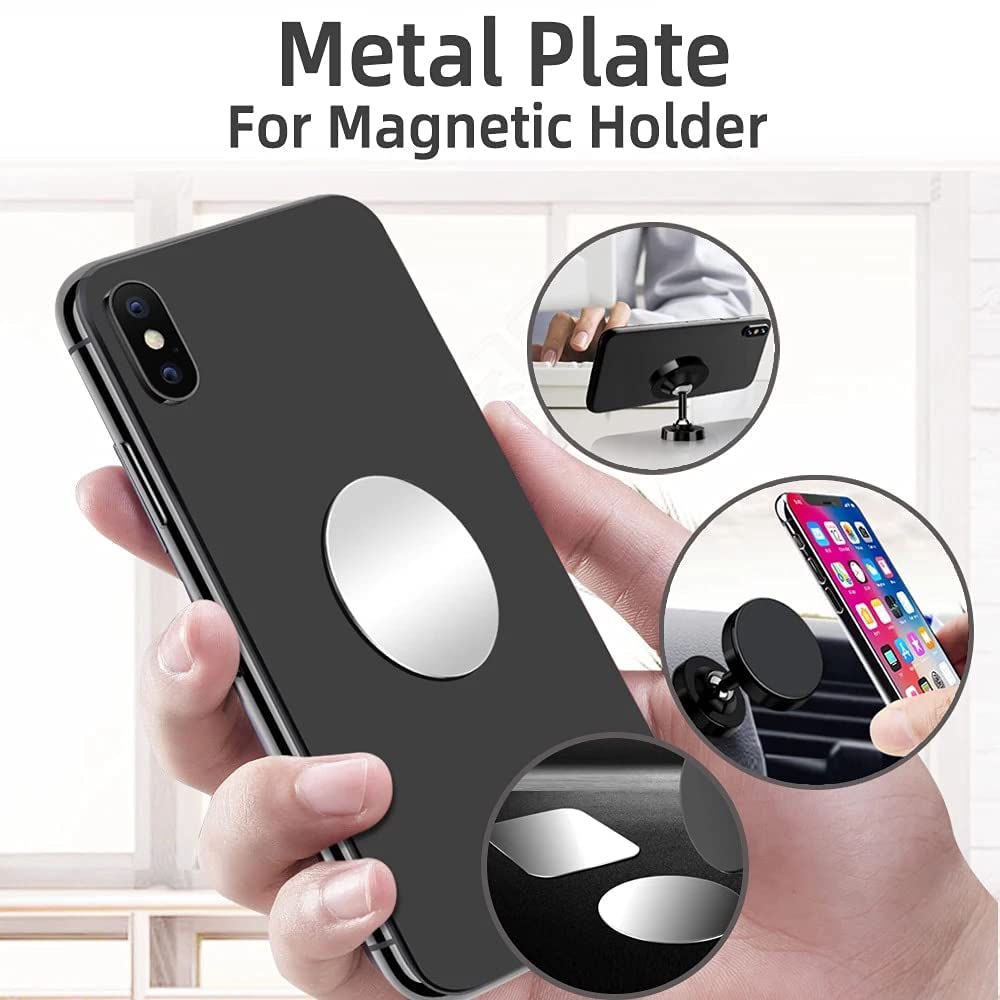 Replacement Metal Plates Set 16 Pack for Magnetic Car Phone Holders, Wall, Air Vent Mounts, Cases, Magnets. Kit of 8 Silver Round and 8 Rectangular