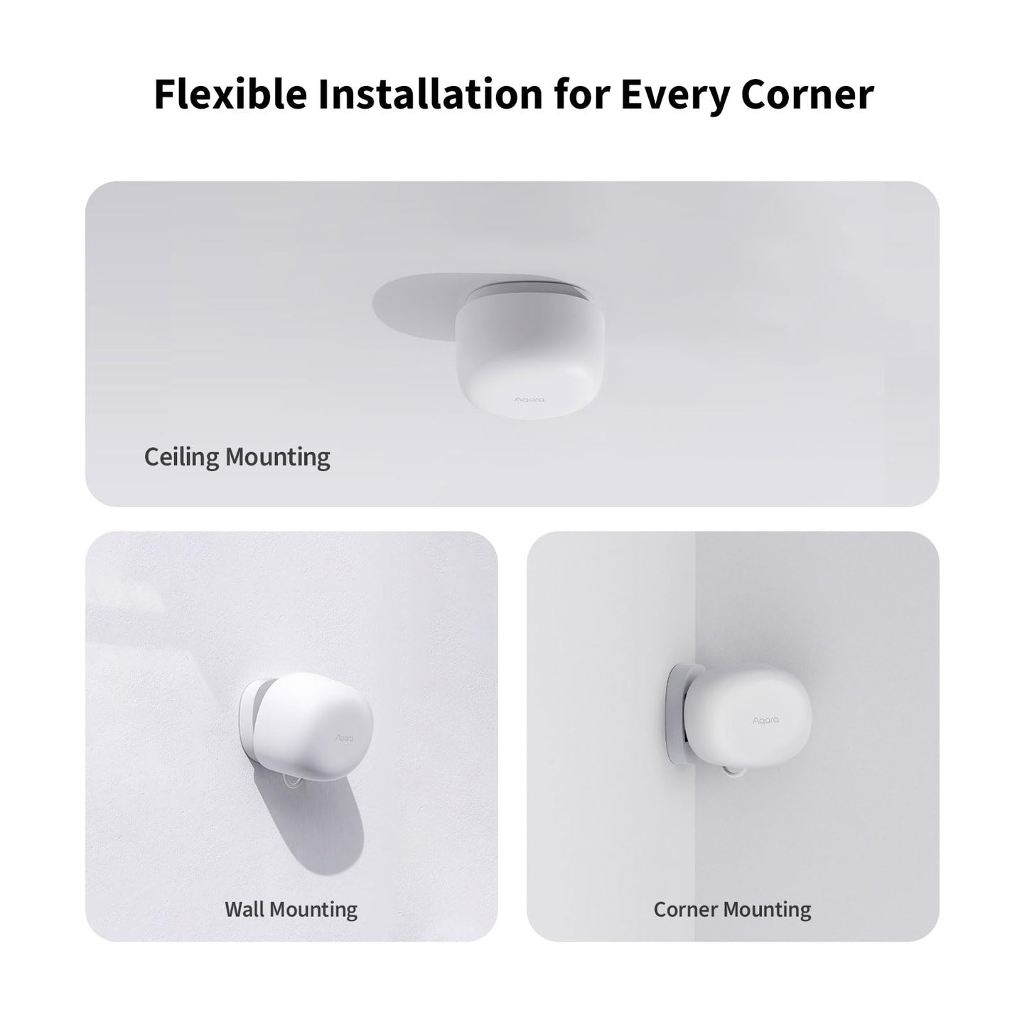 Aqara Zigbee Presence Sensor FP1E, mmWave Radar Wired Motion Sensor, AI Spatial Learning, Supports HomeKit, Alexa, Google Home, Matter Over Bridge