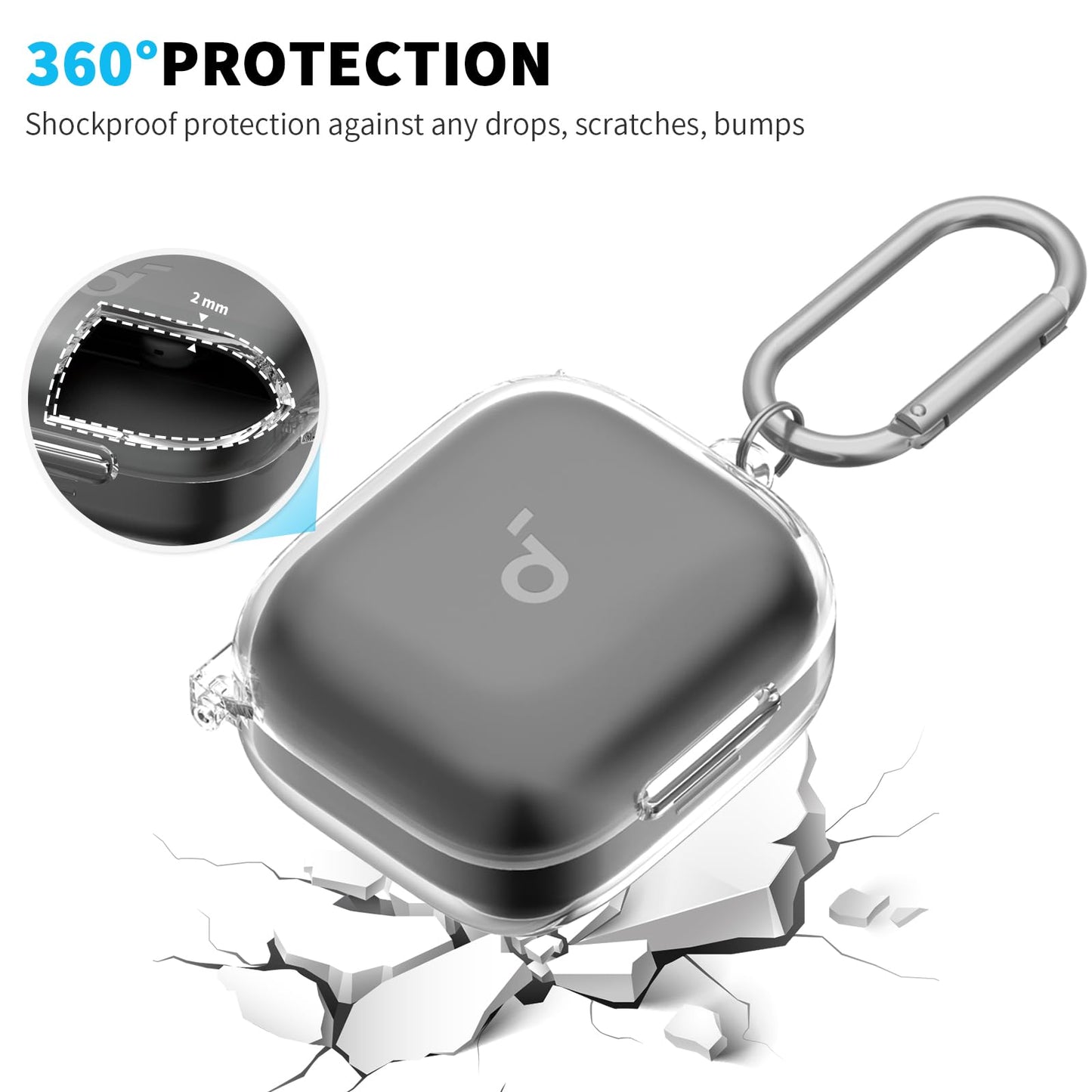 for Anker Soundcore P30i Case Cover, Clear TPU Protective Case Cover, Compatible with Anker Soundcore P30i Charging Case with Carabiner (Clear)
