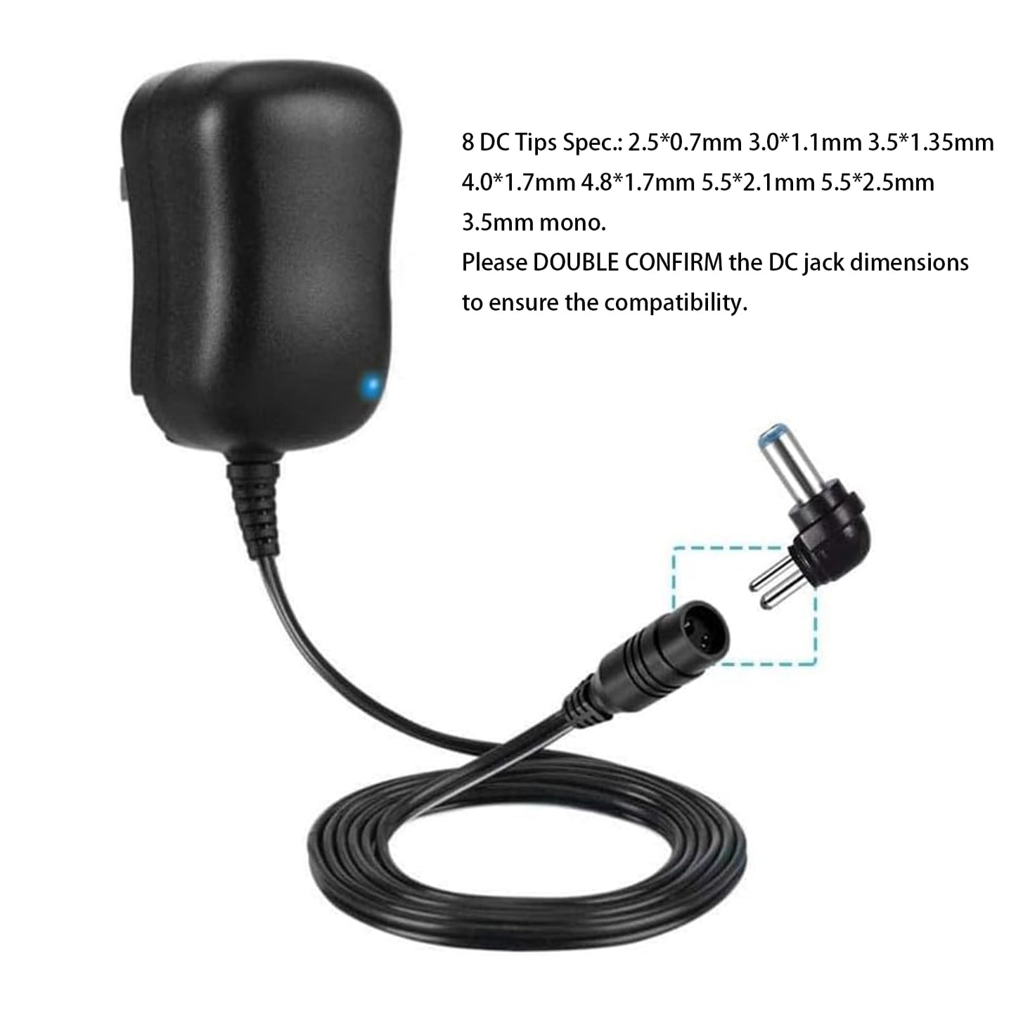 Belker 12W Universal 3V 4.5V 5V 6V 7.5V 9V 12V AC DC Adapter Power Supply for Household Electronics - Max. 1000mA