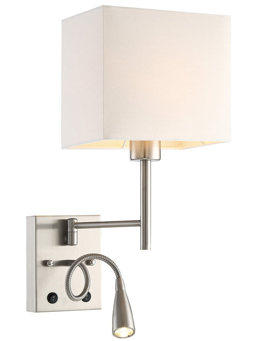 HomeFocus Bedside Wall Lamp with LED Reading Lamp,Swing Arm Wall Light,Wall Sconces