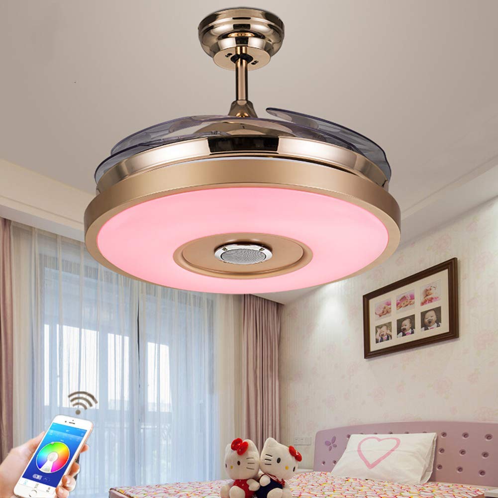 efperfect 42'' Modern Ceiling Fan with Lights Bluetooth Music Player Ceiling Fans Dimmable 7 Light Color Changes Fandelier Smart Lighting Fixture