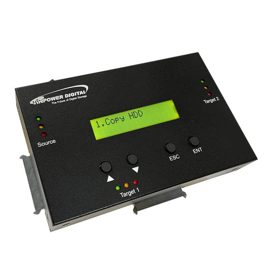 Vinpower 1 to 2 SATA 2.5" & 3.5" Hard Disk Drive/Solid State Drive (HDD/SSD) Clone Duplicator and DOD Level Eraser