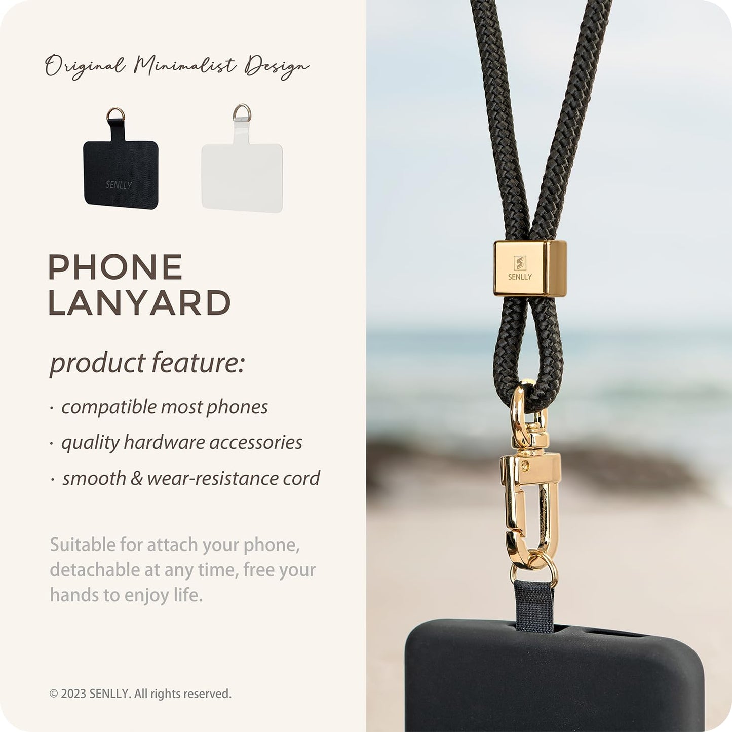 SENLLY Phone Lanyard with Ultra Thin Patch, Original Minimalist Design Neck Strap Compatible All Smartphone