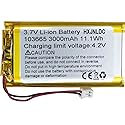 HXJNLDC DC 3.7V 3000mAh 103665 Rechargeable Lithium Polymer Replacement Battery for DIY 3.7-5V Electronic Products with Built-in 2-Wire Battery…