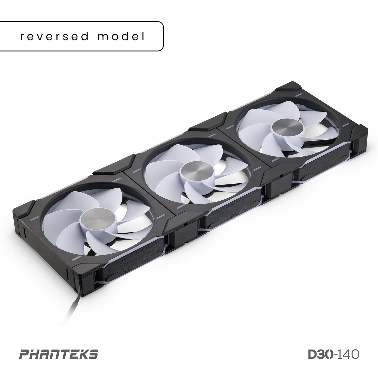 Phanteks D30-140 DRGB PWM Fan 3Pack, Reverse Airflow Model, Premium D-RGB Performance Fans, Halos Lighting Effect, ARGB/DRGB Lighting, Daisy-Chain Fan