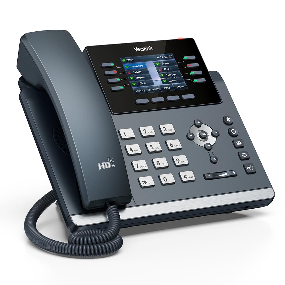 Yealink SIP-T44W - 1301213 - WI-Fi IP Phone - 12 VoIP Accounts. 2.8-Inch Color Display. Dual-Port Gigabit Ethernet, PoE, Power Adapter Not Included