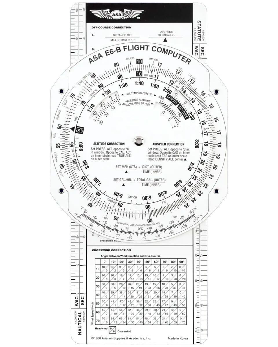 ASA Paper E6B Flight Computer - Lightweight, Affordable Aviation Slide Rule for FAA Test Prep and Classroom Training