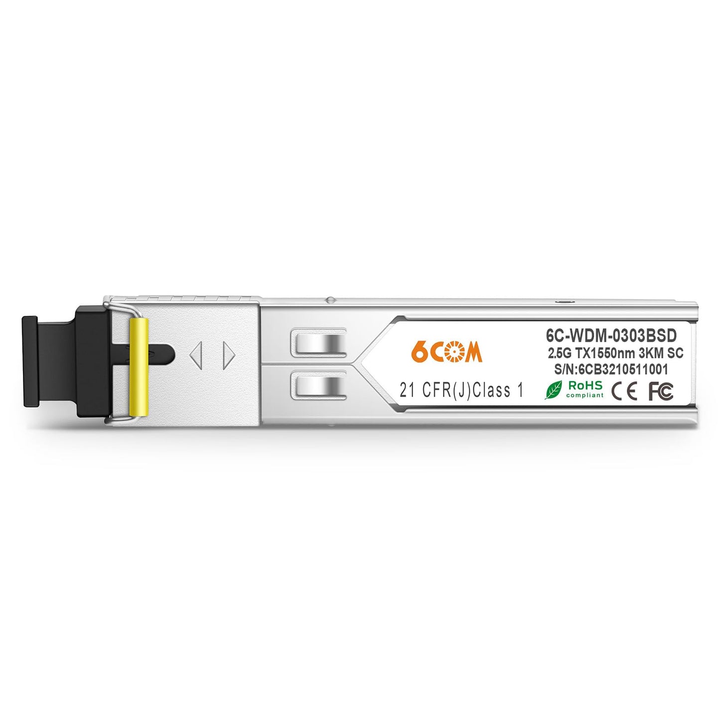 6COMGIGA A Pair of 2.5G SFP SC Connector Bidi Transceiver, 1310nm/1550nm SMF Transceiver, up to 3km, Compatible with Cisco, Ubiquiti, D-Link and Other