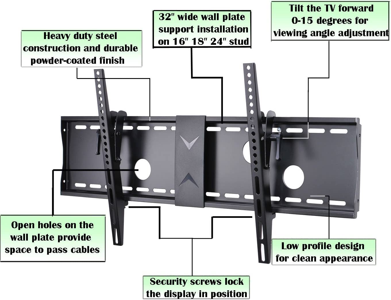 VideoSecu Tilt TV Wall Mount Bracket for Most 37-75" Plasma LCD LED Flat Panel Televisions with VESA 200x100 200x200 300x200 300x300 400x300 400x400