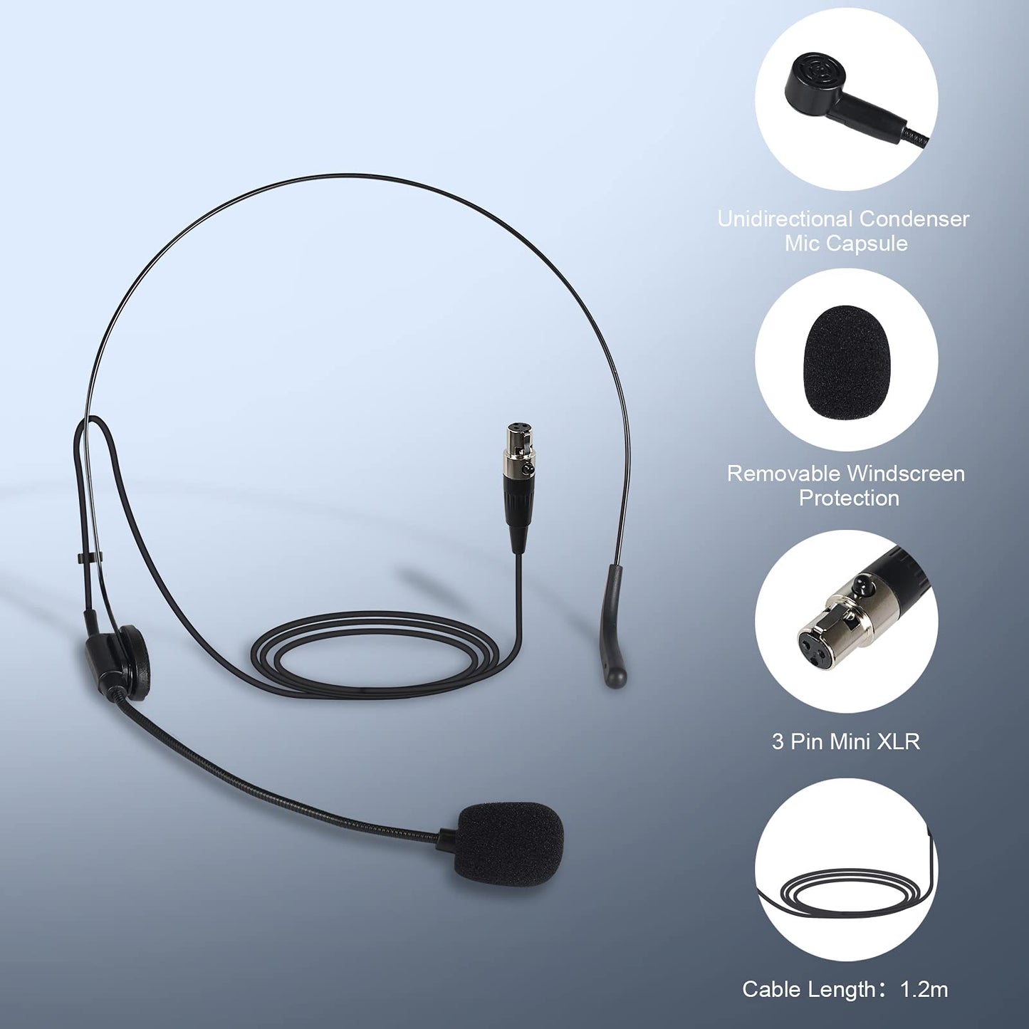 Phenyx Pro PTU-5000 Wireless Lapel Microphone with Mini XLR Jack, Unidirectional Condenser Cartridge, Ideal for Stage, Church, Conference, Interviews