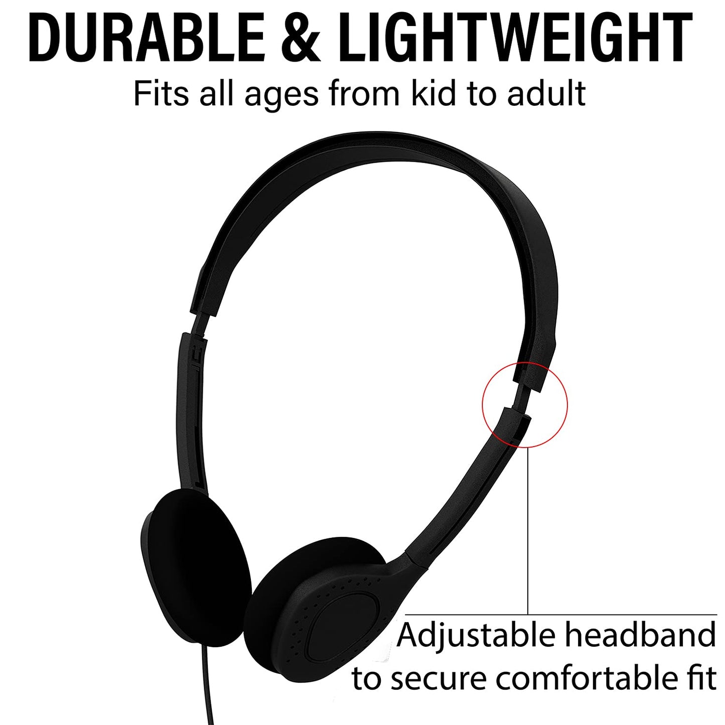 Maeline Bulk On-Ear Headphones with 3.5 mm Headphone Plug - 10 Pack Wholesale Bundle - Multi Color