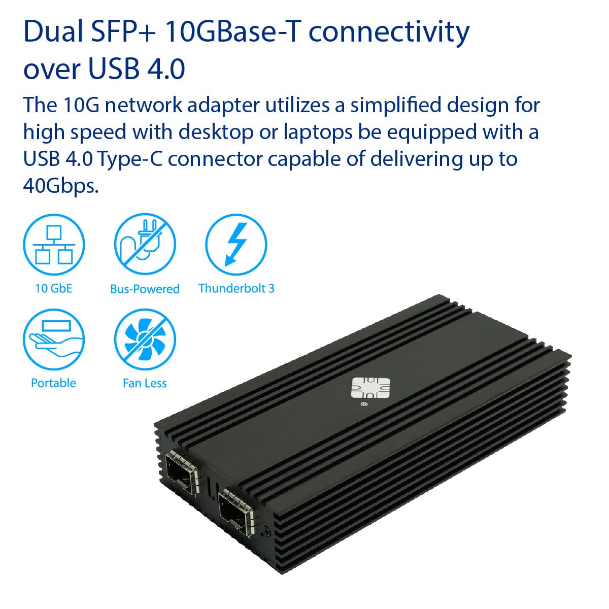 USB 4.0 Type-C 10G to Dual Fiber SFP+ Port Network Adapter