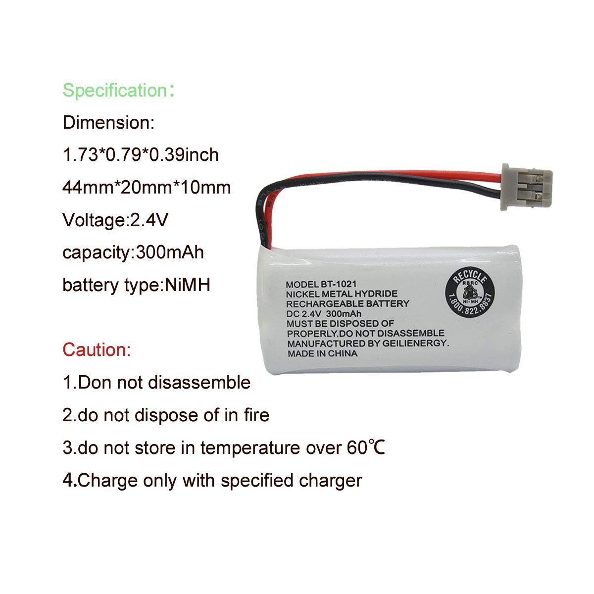GEILIENERGY (Pack of 4 BT1021 BBTG0798001 Battery Compatible with Uniden DECT 6.0 BT1008 BT-1021 BT1016 Cordless Phone