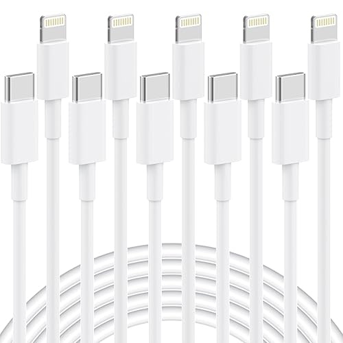 5 Pack 6FT USB C to Lightning Cable, [Apple MFi Certified] iPhone Charger Fast Charging Cord Durable Tangle-Free iPhone Charger Cord for iPhone…