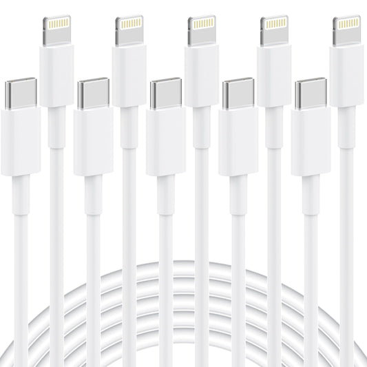 5 Pack 6FT USB C to Lightning Cable, [Apple MFi Certified] iPhone Charger Fast Charging Cord Durable Tangle-Free iPhone Charger Cord for iPhone…