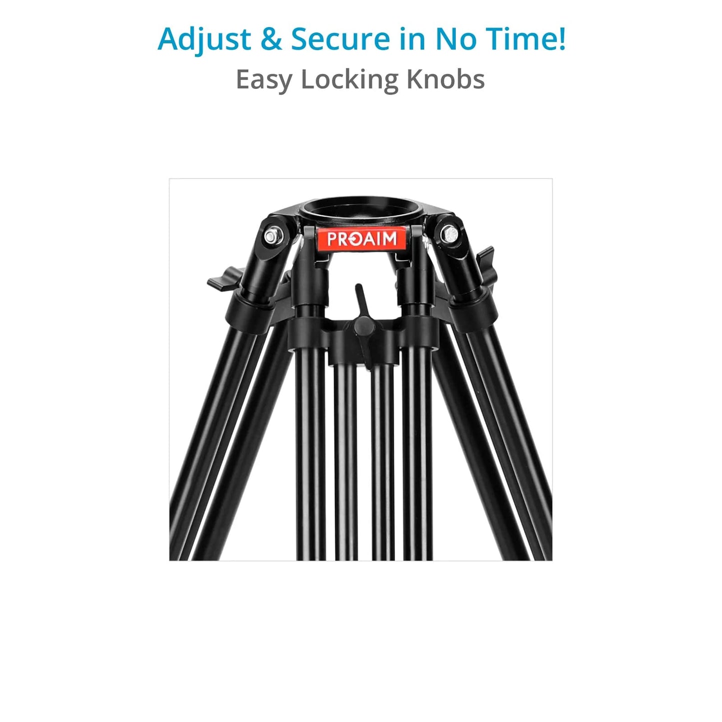 Proaim 100mm Telescopic Tripod Stand w/Shoes for DSLR Video Camera, Slider, Jib/Crane & Fluid Head. Aluminum Made, Reliable & Stable. for Travel