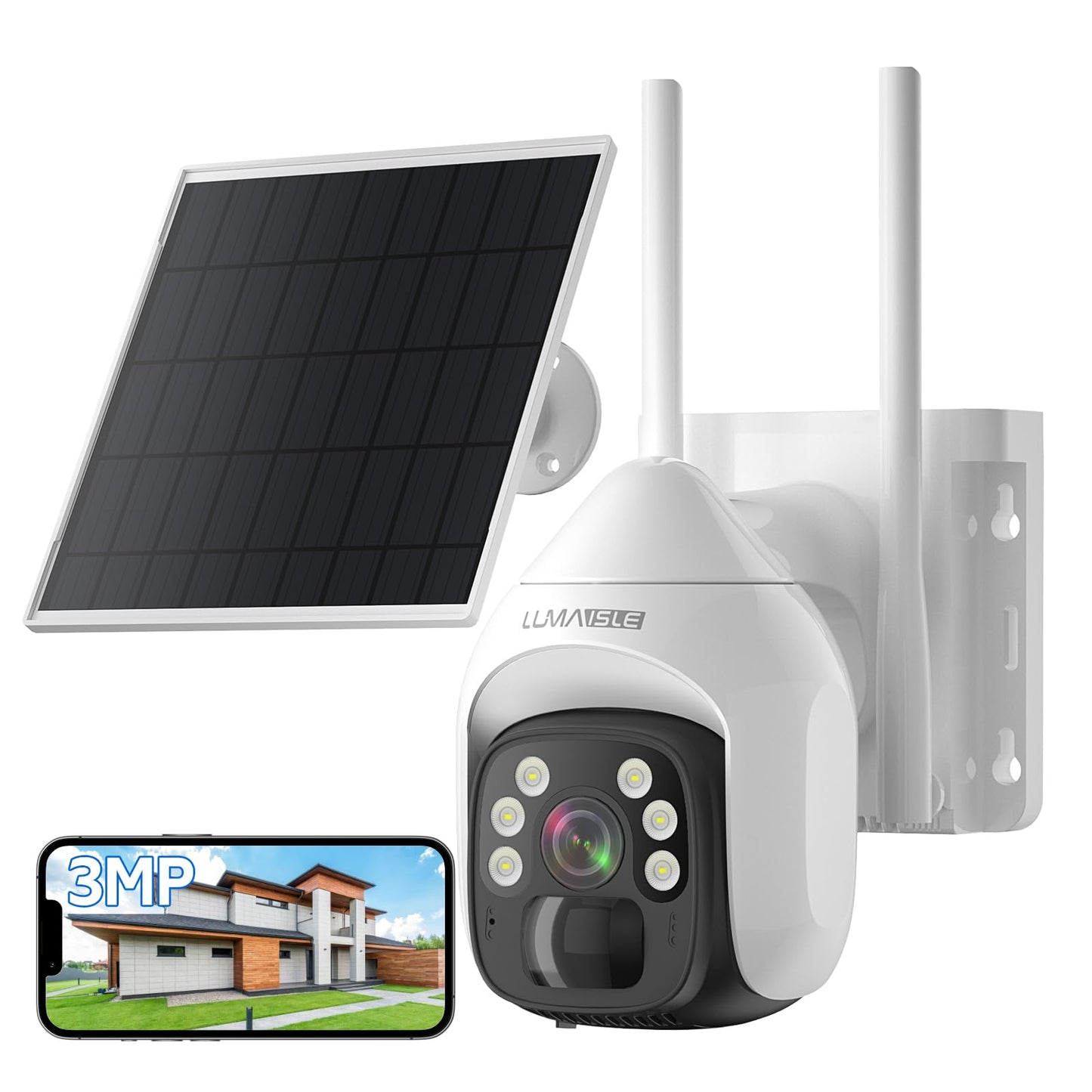 Solar Security Cameras Wireless Outdoor, 2K Pan/Tilt 360° WiFi Cameras for Home Security, Battery Powered Camera with Spotlights, Color Night