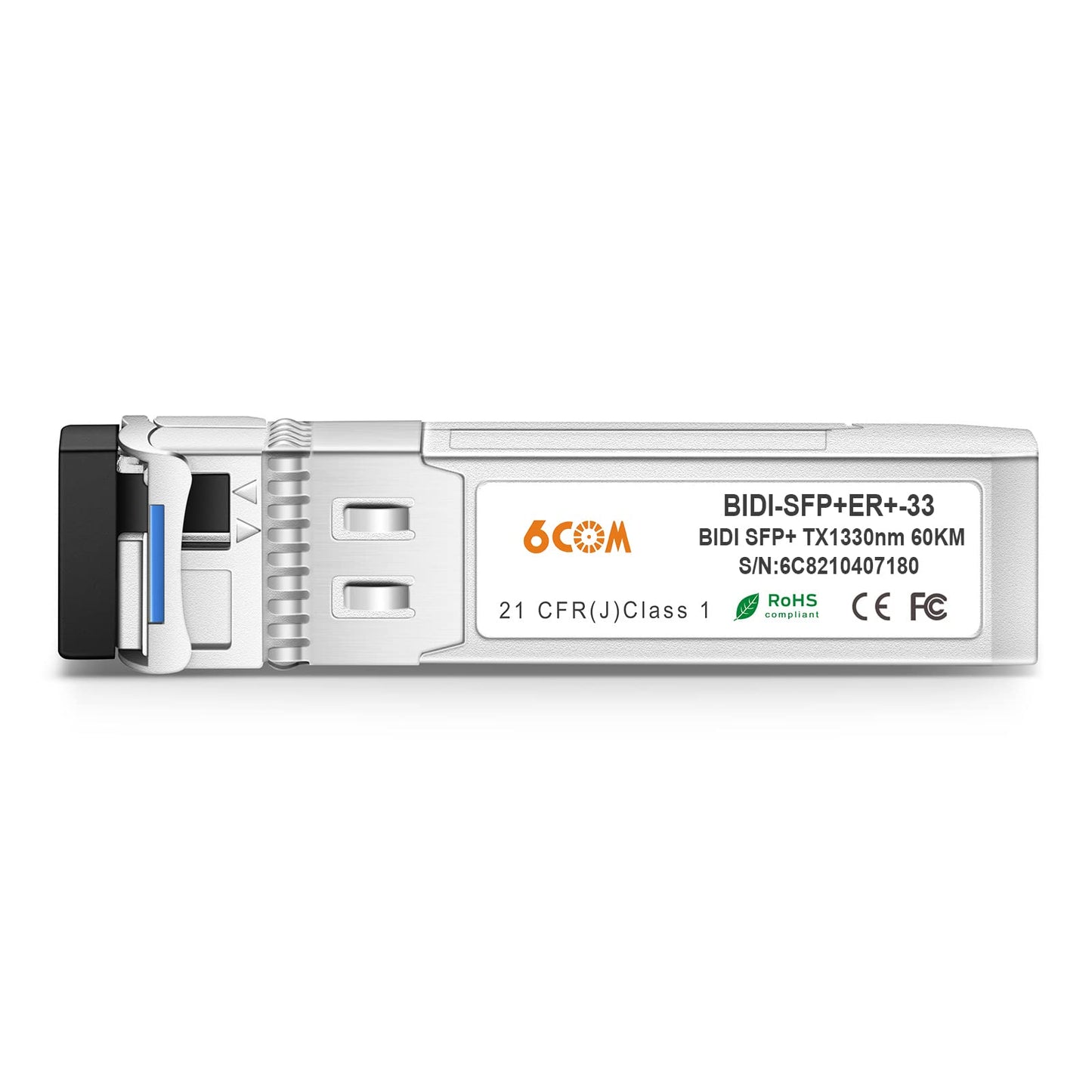 6COM a Pair of 10G BiDi SFP+ Transceiver, 10GBase-BIDI 1270nm/1330nm SMF, up to 60km, Compatible with Cisco, Ubiquiti, Mikrotik, D-Link, Supermicro